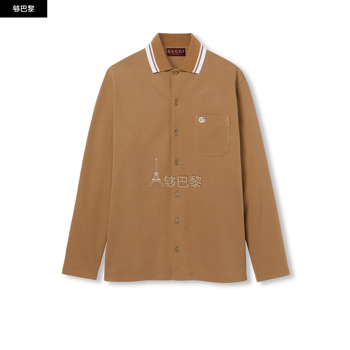 商品Gucci|【预售】 古驰 25春夏 男士 长袖Polo 饰刺绣珠地棉POLO衫 815513 XJG16 2603,价格¥6681,第2张图片详细描述