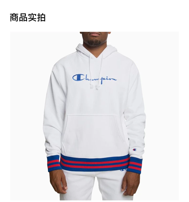 商品[国内直发] CHAMPION|CHAMPION 男士复古草写logo紫色连帽加绒卫衣 S3290-550025-045,价格¥274,第4张图片详细描述