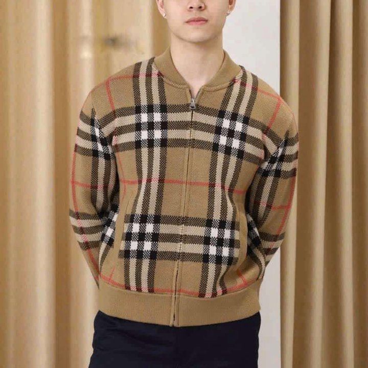 商品Burberry|【现货】博柏丽 男士棕色拼色羊毛拉链针织开衫 80911641,价格¥3237,第6张图片详细描述