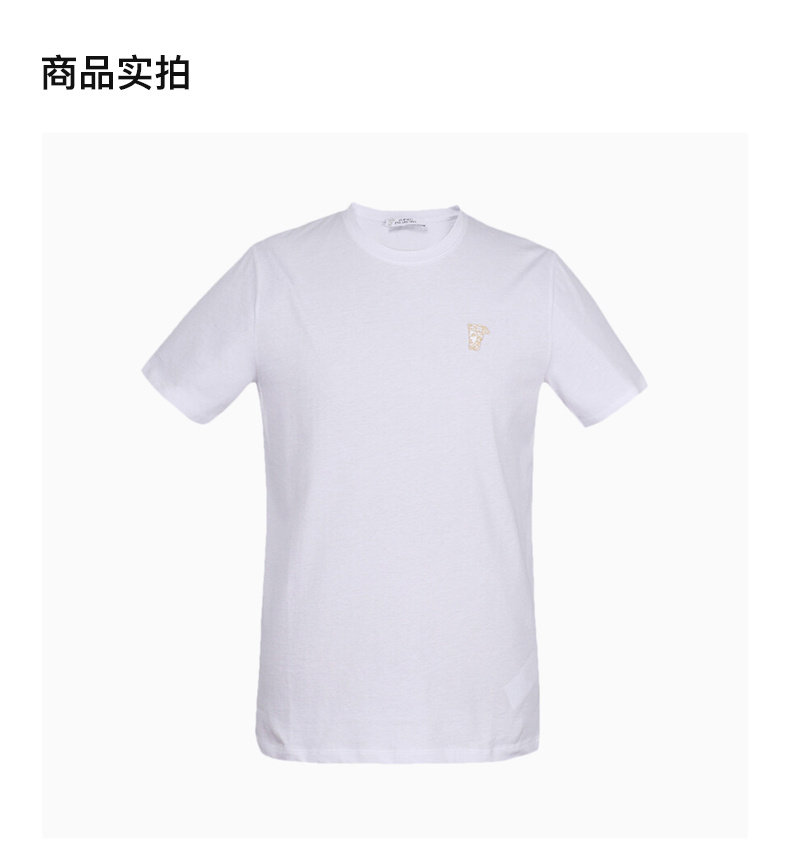 商品Versace|VERSACE COLLECTION 男士白色圆领棉质T恤 V800683-VJ00180-V9052,价格¥499,第7张图片详细描述