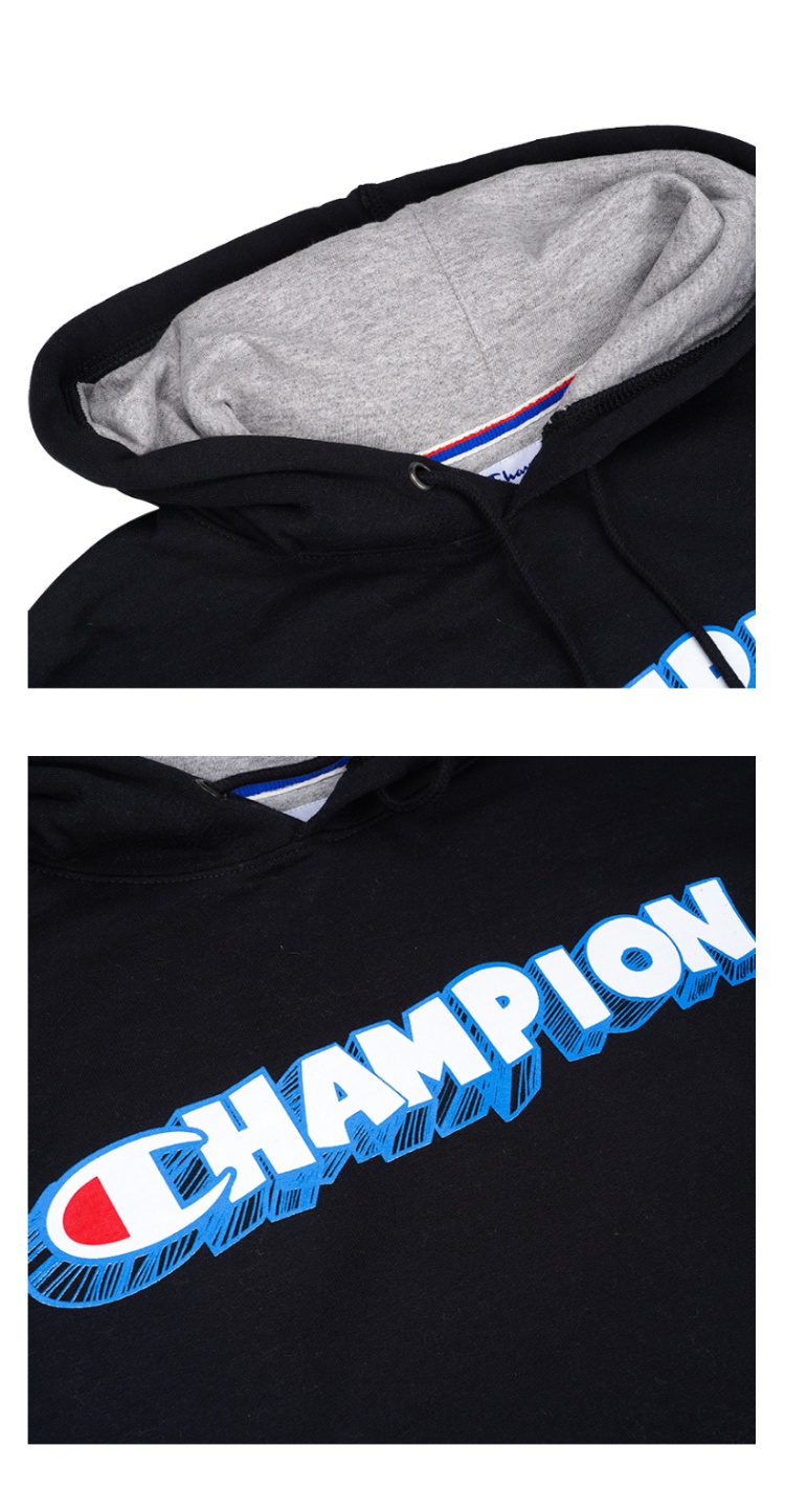 商品CHAMPION|冠军美版卫衣印花加绒男女宽松套头草写帽衫GF89H-586MZA,价格¥352,第7张图片详细描述