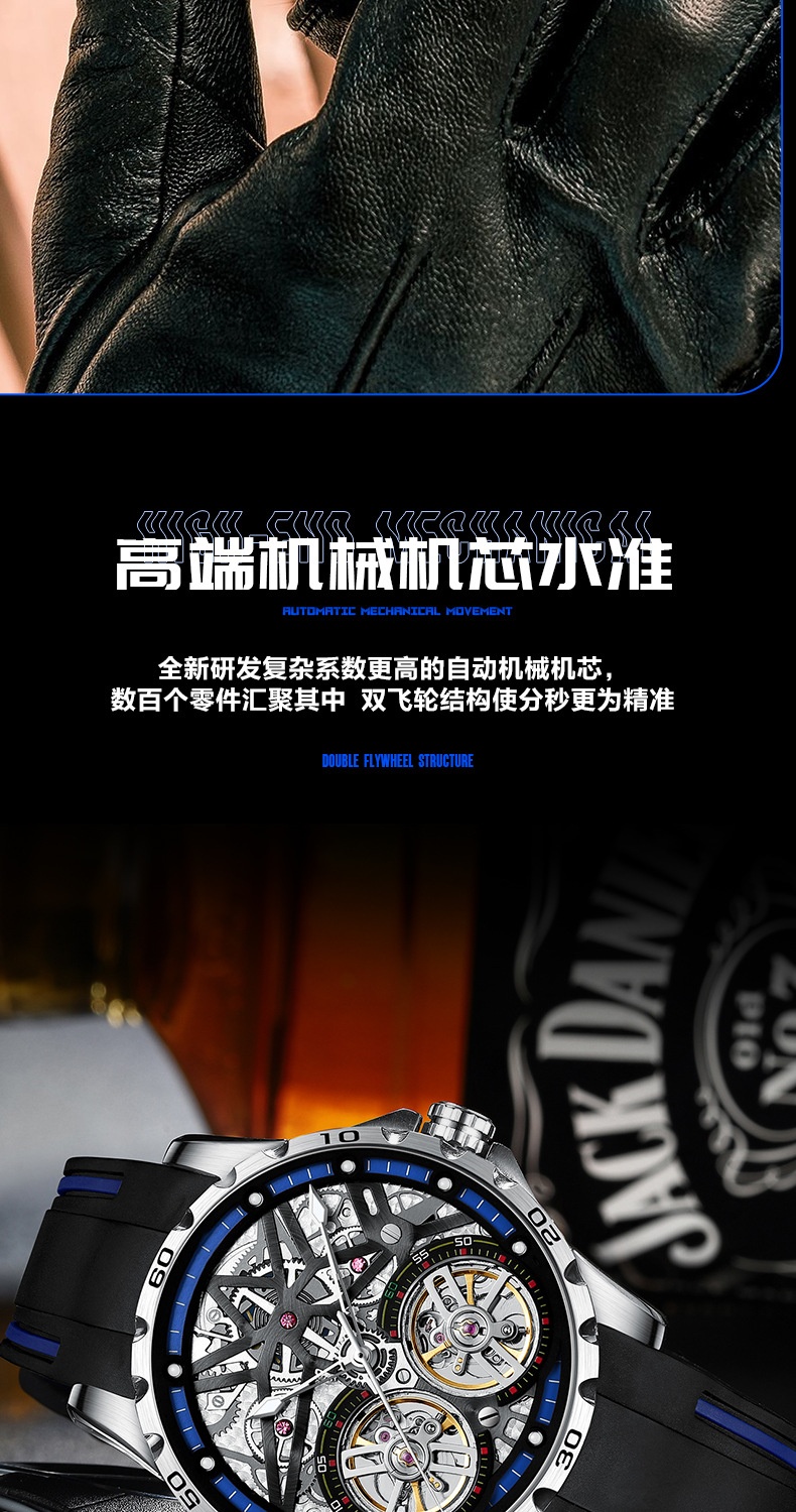 商品[国内直发] Mark Fairwhale|马克华菲品牌新款防水潮流手表创意圆形休闲手表男机械表,价格¥832,第9张图片详细描述