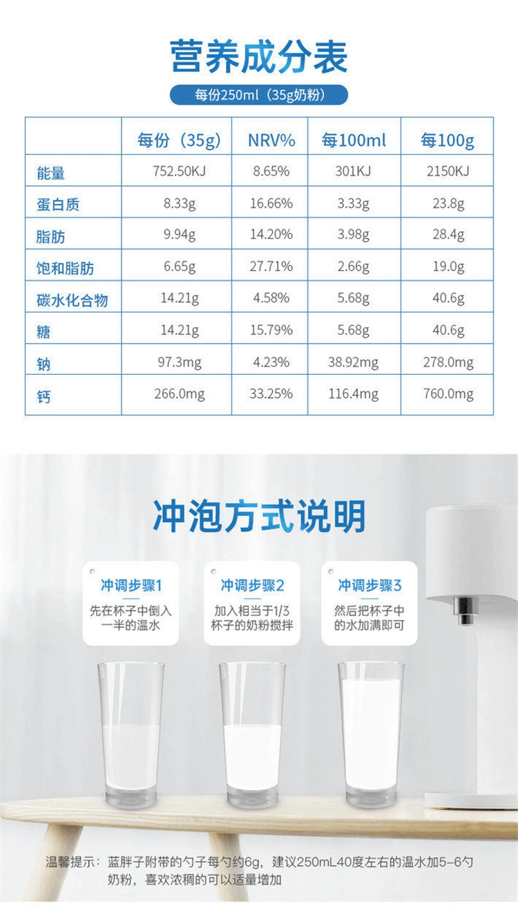 商品Maxigenes|澳大利亚Maxigenes美可卓（蓝胖子）全脂高钙奶粉 1kg,价格¥135,第5张图片详细描述