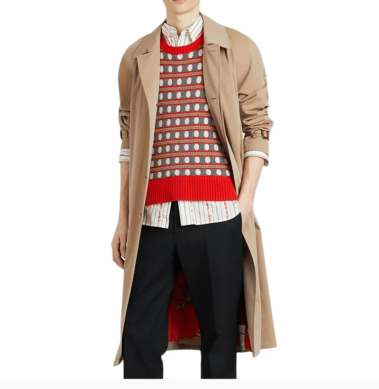 商品[国内直发] Burberry|Burberry 博柏利 男士卡其色长款风衣 8001228,价格¥9458,第7张图片详细描述