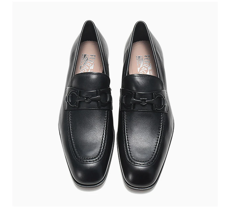 商品Salvatore Ferragamo|SALVATORE FERRAGAMO 男士黑色ASTEN系列牛皮革商务休闲单鞋 0705673,价格¥2255,第7张图片详细描述