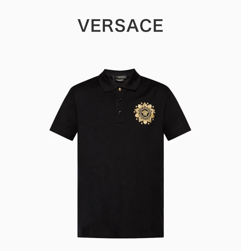 商品Versace|VERSACE 范思哲 黑色棉男士Polo衫 A85111-A231240-A2003,价格¥2434,第4张图片详细描述