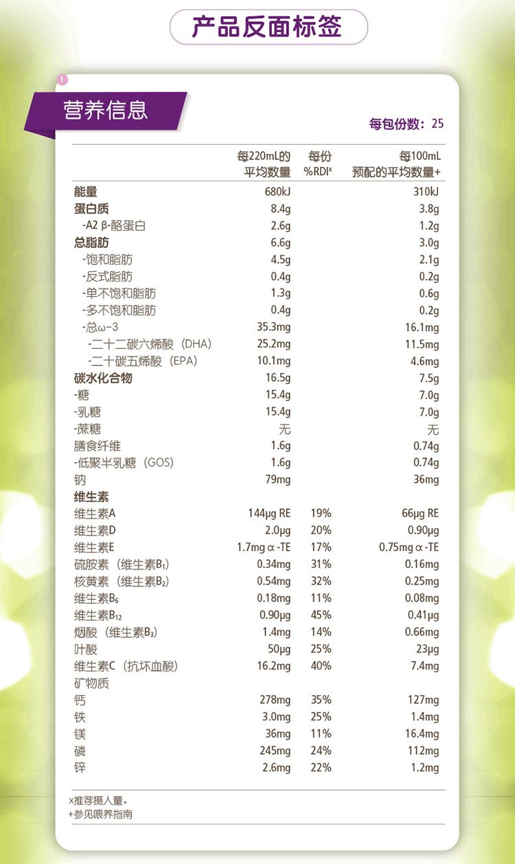 商品A2|澳洲a2白金装奶粉4段（3-6岁）900g/罐,价格¥282,第8张图片详细描述