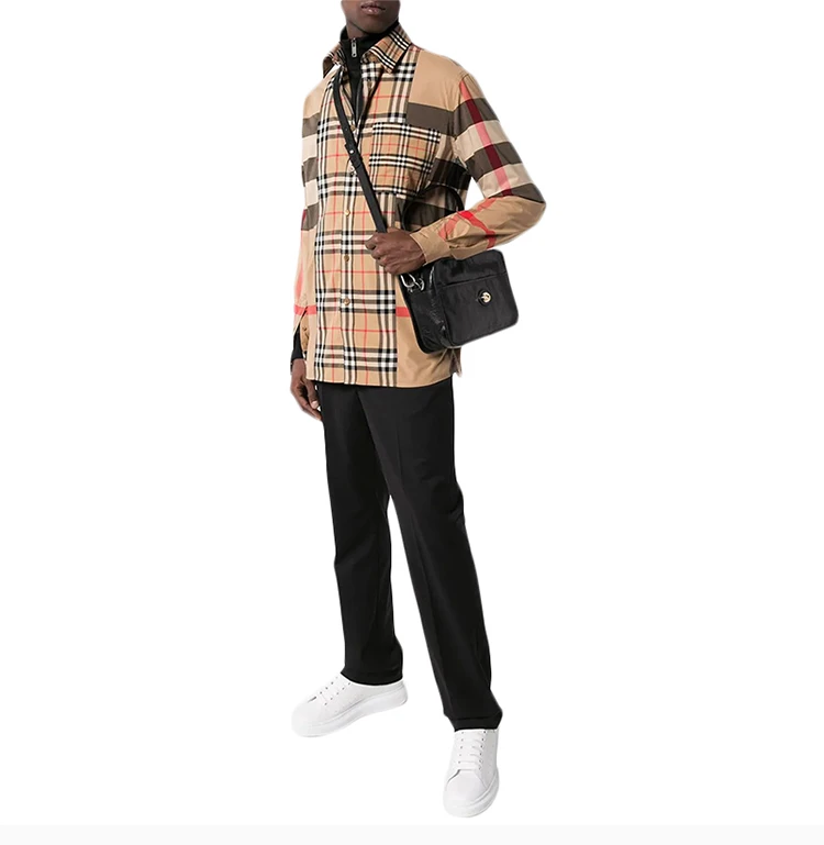 商品Burberry|Burberry 博柏利 男士经典格纹混合印花长袖衬衫 8023787,价格¥3203,第7张图片详细描述