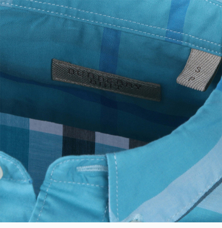 商品[国内直发] Burberry|Burberry 博柏利 男士湖蓝色纯棉长袖衬衫 3919212,价格¥1925,第5张图片详细描述