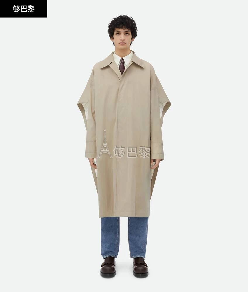 商品Bottega Veneta|【预售】 BV葆蝶家 24秋冬 男士 风衣 Trench-Cape En Soie Et Coton Avec Doublure À Carreaux 779587V3YS01574,价格¥23905,第6张图片详细描述