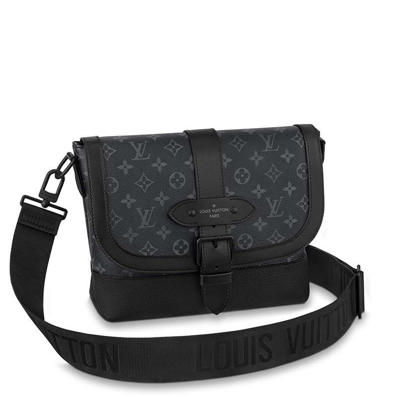 商品Louis Vuitton|预售10天 Louis Vuitton/路易威登 经典款SAUMUR系列 男士黑色老花帆布皮革饰边配徽标织物肩带单肩斜跨邮差包M45911,价格¥16772,第2张图片详细描述