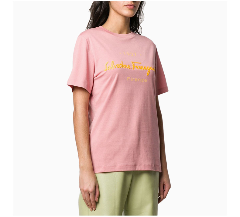 商品Salvatore Ferragamo|SALVATORE FERRAGAMO 女士粉色标志短袖T恤 11-C466-727087,价格¥1661,第7张图片详细描述