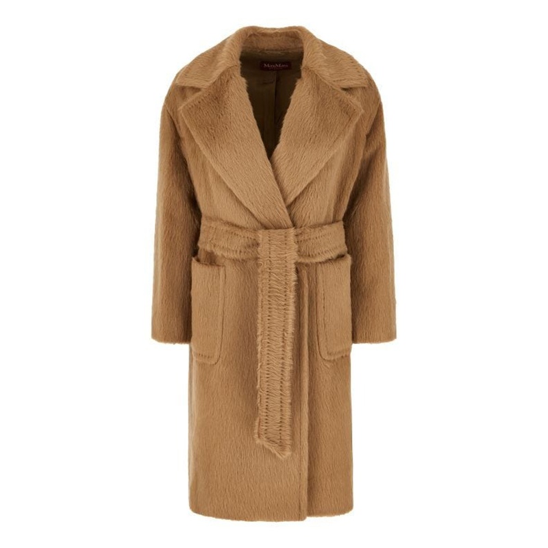 商品Max Mara|MAX MARA 'S  24年款女士羊驼毛混纺双排扣插肩袖翻领大衣,价格¥4584,第2张图片详细描述