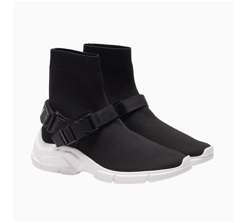 商品Prada|PRADA 女士黑色织物高帮运动鞋 1T942I-3KJO-F0967,价格¥2547,第5张图片详细描述