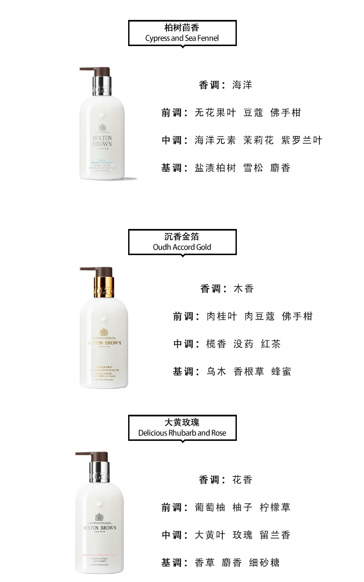 商品Molton Brown|摩顿布朗 身体乳保湿香氛型持久留香300ml,价格¥248,第7张图片详细描述