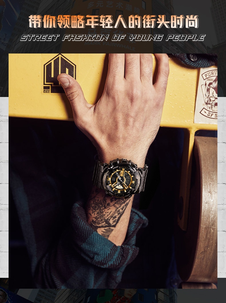 商品Mark Fairwhale|马克华菲潮流学生电子腕表男 防水电子石英双显机芯手表,价格¥198,第5张图片详细描述
