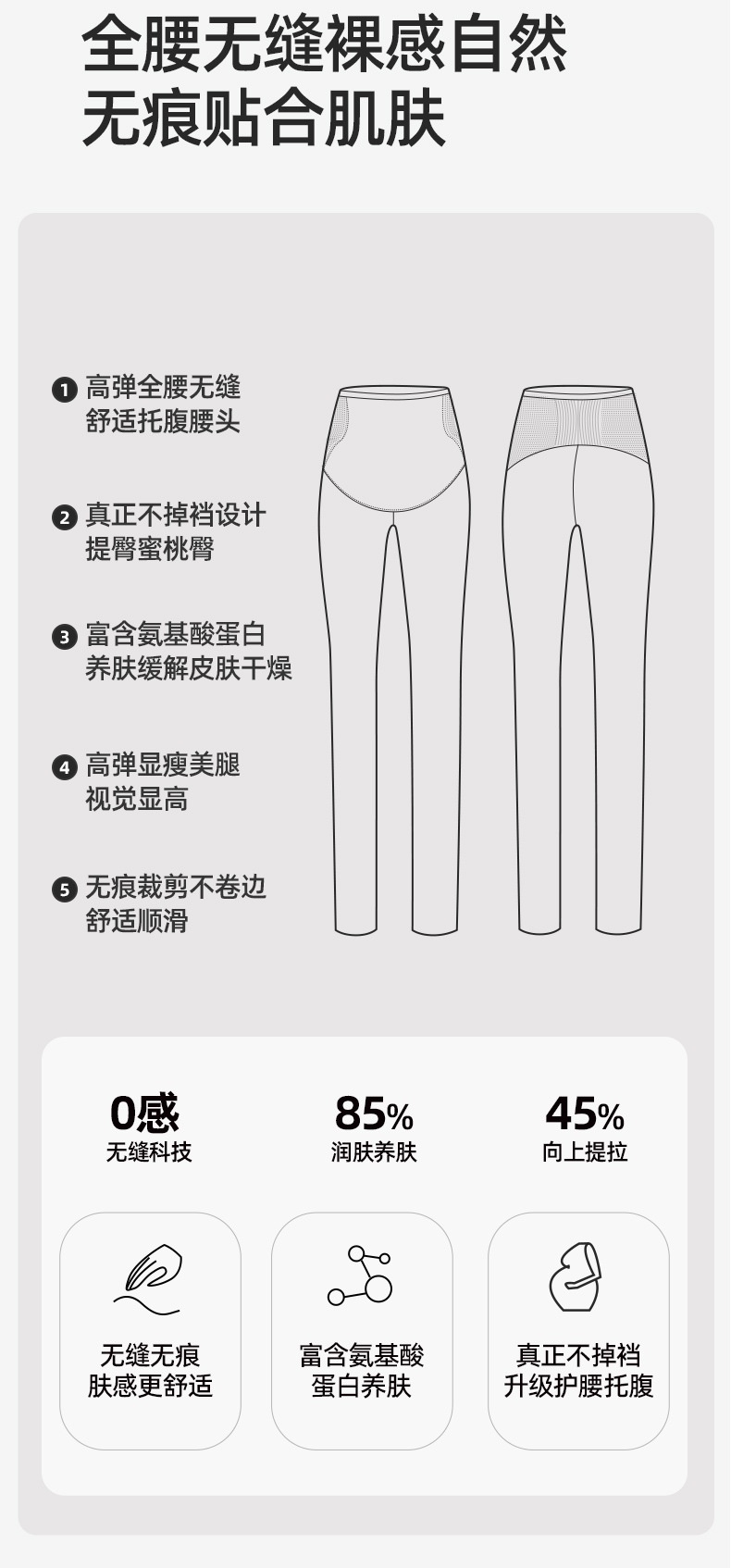 商品[国内直发] GLENVINTEN|格岚云顿英国品牌孕妇打底裤单层不加绒2024秋冬新款孕妇无痕高腰鲨鱼裤托腹孕妇裤,价格¥147,第3张图片详细描述