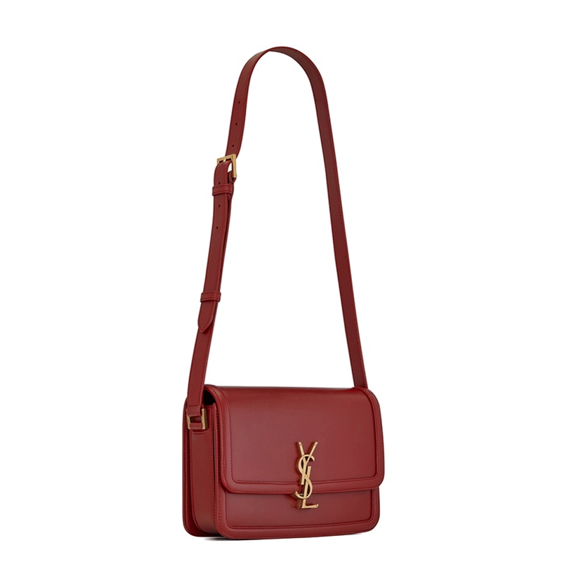 商品Yves Saint Laurent|SAINT LAURENT PARIS/圣罗兰 YSL SOLFERINO系列红色/黑色滑面小牛皮翻盖金属徽标扣中号斜挎单肩包,价格¥21371,第5张图片详细描述