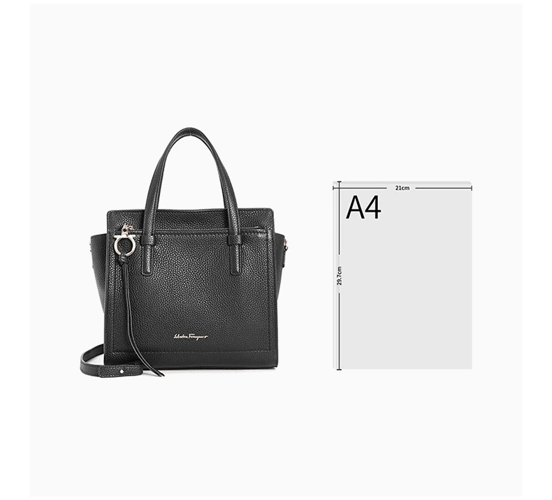 �商品Salvatore Ferragamo|SALVATORE FERRAGAMO 女士黑色小牛皮徽标手提可单肩包 21-F478-720533,价格¥9378,第7张图片详细描述
