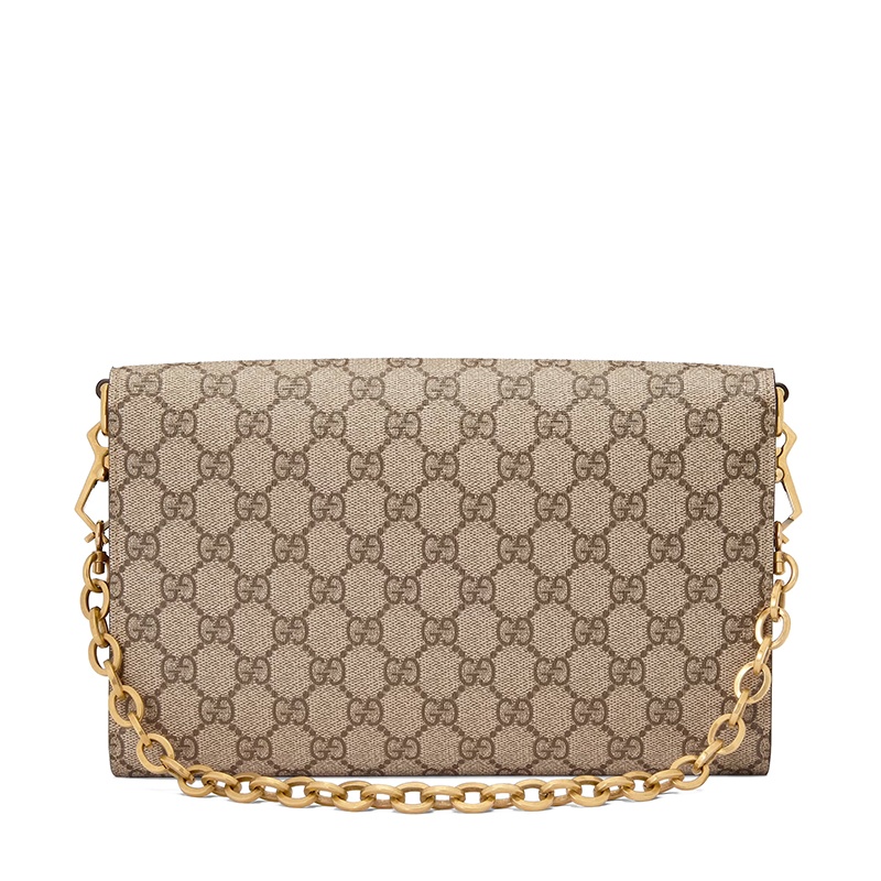 商品Gucci|GUCCI/古驰 Horsebit 1955系列 女士小号经典老花帆布翻盖马衔扣链条单肩斜挎包,价格¥16309,第6张图片详细描述