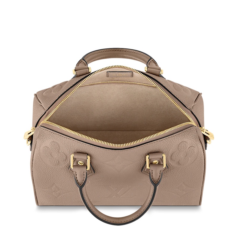 商品Louis Vuitton|【预售十天】Louis Vuitton/路易威登 SPEEDY 25系列 女士鸽子灰压纹粒面牛皮老花压花金扣单肩斜挎手提包M59273,价格¥19704,第4张图片详细描述