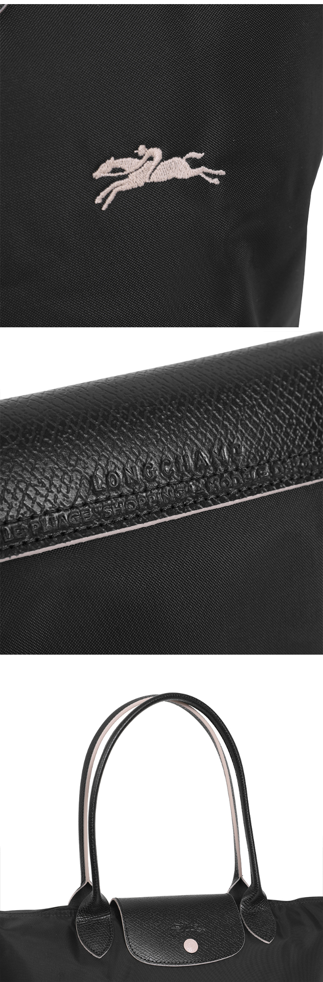 商品Longchamp|【SAvenue】LONGCHAMP 珑骧  织物长柄大容量购物袋饺子手提单肩包 中号长柄 女款 黑色(提示：保税仓货品一人不可超过5单) 3597921719076（2605619001-21F）,价格¥625,第6张图片详细描述
