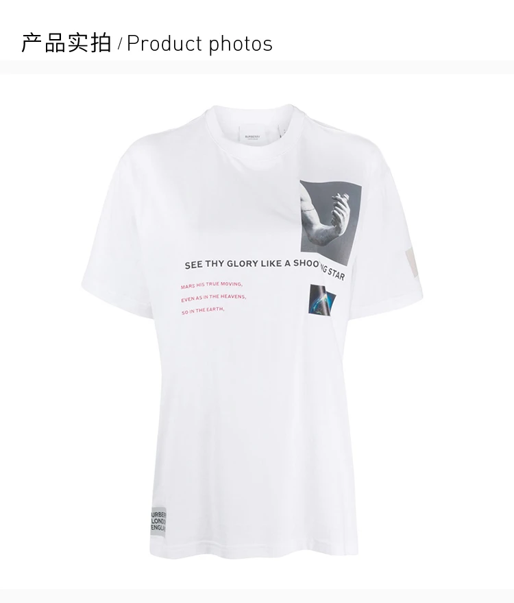 商品Burberry|BURBERRY 白色女士T恤 8024656,价格¥1616,第6张图片详细描述