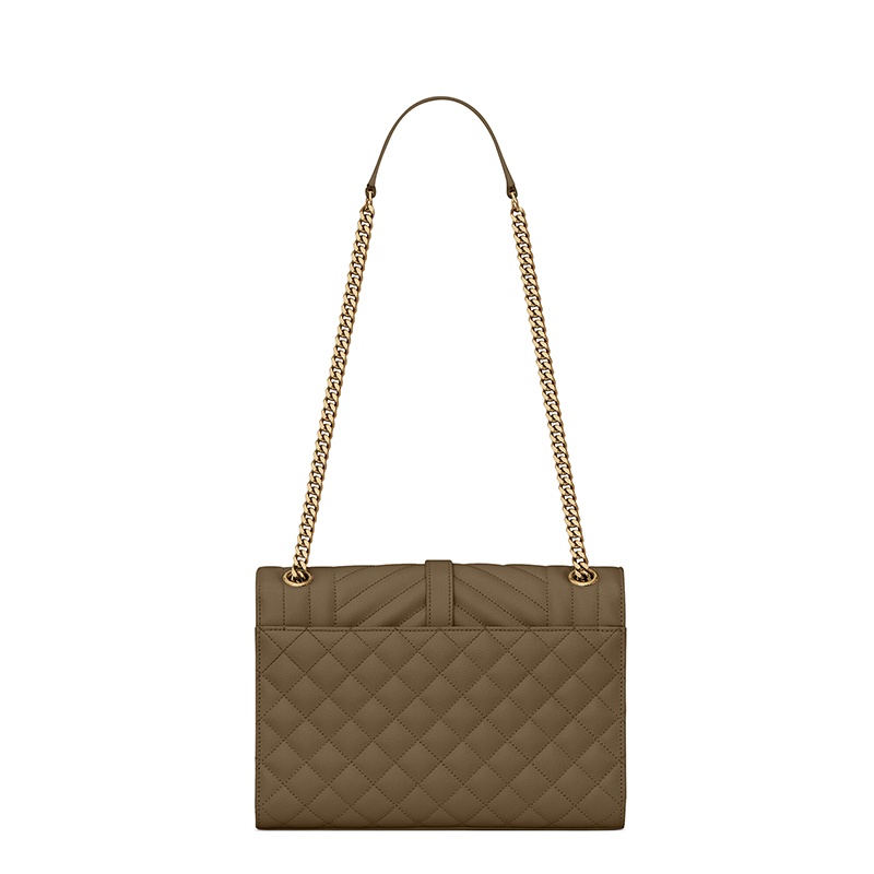 商品Yves Saint Laurent|SAINT LAURENT PARIS/圣罗兰 YSL 秋冬新款 ENVELOPPE系列 女士卡其绿小牛皮金色徽标磁性按扣单肩手提斜挎包600185BOW913344,价格¥15857,第2张图片详细描述