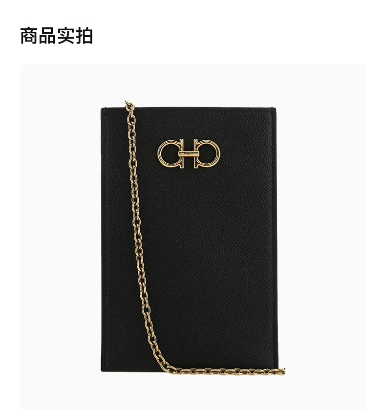 商品Salvatore Ferragamo|SALVATORE FERRAGAMO 女士黑色皮革手机包 22-E016-734292,价格¥2075,第4张图片详细描述