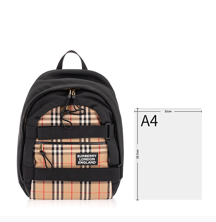 商品[国内直发] Burberry|Burberry 博柏利 拼色双肩背 8024684,价格¥8416,第4张图片详细描述