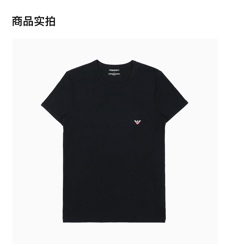 商品Emporio Armani|EMPORIO ARMANI 男士蓝色弹力棉质圆领T恤 111035-6P725-00135,价格¥366,第5张图片详细描述