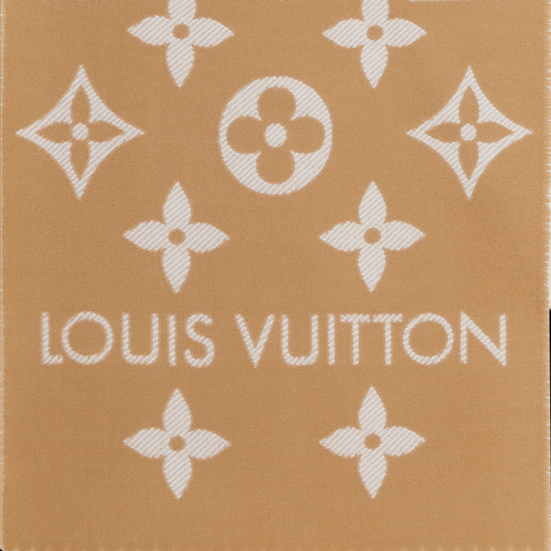 商品Louis Vuitton|【预售十天】路易威登 秋冬款 LV ESSENTIAL系列 女士米色纯羊毛老花印花流苏围巾M77728,价格¥4488,第22张图片详细描述