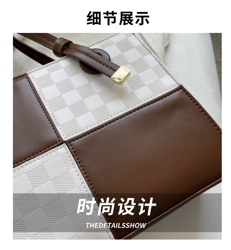 商品[国内直发] GLENVINTEN|格岚云顿新款潮流撞色单肩包棋盘格复古女包时尚百搭斜挎包洋气小方包,价格¥186,第2张图片详细描述