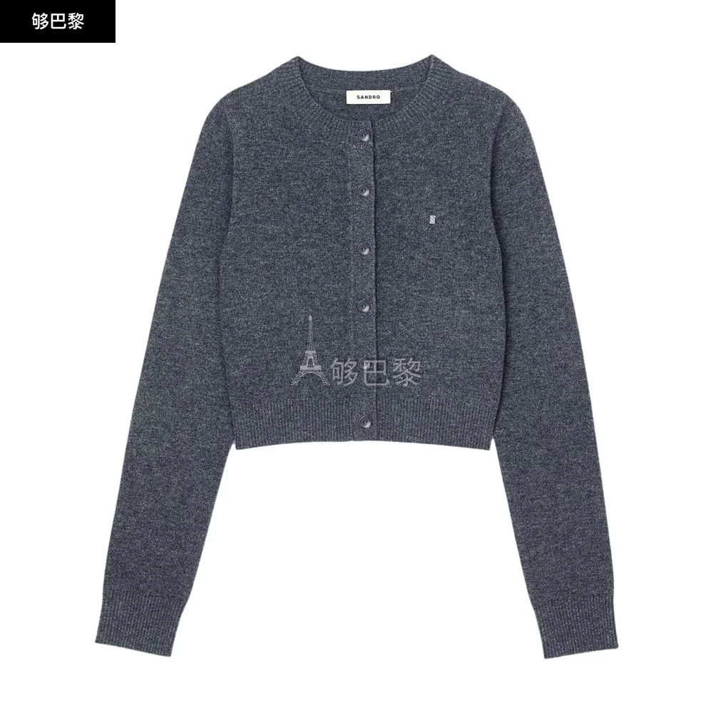 商品Sandro|【预售】 女士 针织衫 羊毛羊绒混纺开衫  SDOZ4327BCK ,价格¥2228,第2张图片详细描述