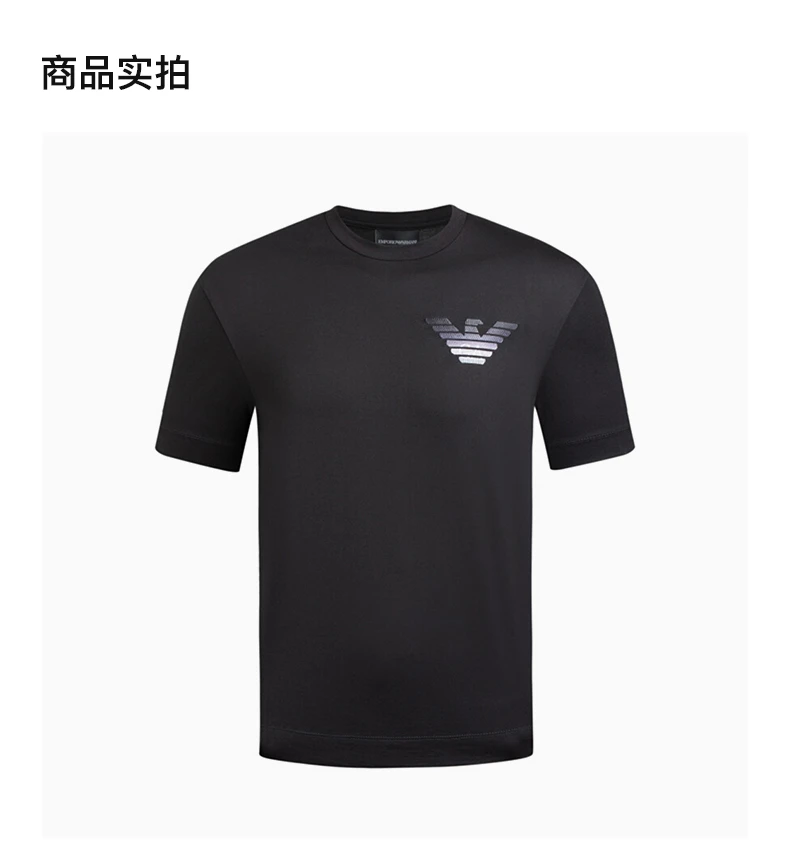 商品Emporio Armani|Emporio Armani 安普里奥 阿玛尼 男士黑色色印花短袖T恤 3H1TN6-1JCQZ-F093,价格¥681,第4张图片详细描述