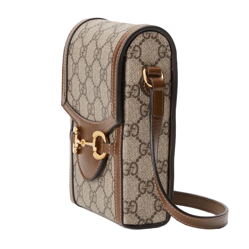 商品Gucci|GUCCI/古驰 Gucci 1955系列 男女通用GG帆布配皮革饰边金色马衔扣细节迷你手提单肩包 ,价格¥7893,第7张图片详细描述