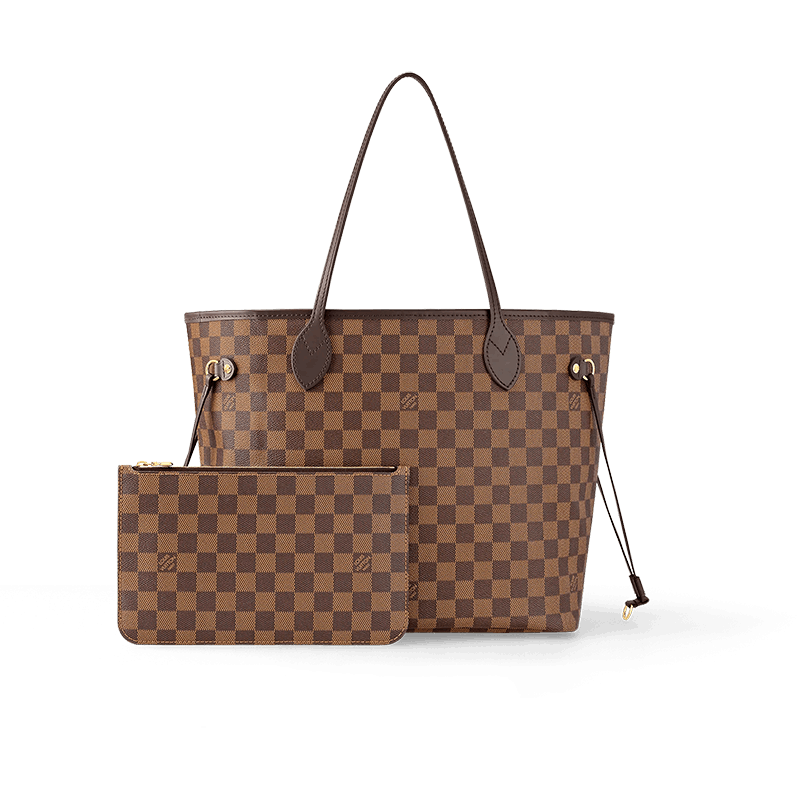 商品Louis Vuitton|路易威登 23春夏 Neverfull女士中号浅褐色帆布配皮金色金属饰面手提包 N41358,价格¥13585,第4张图片详细描述