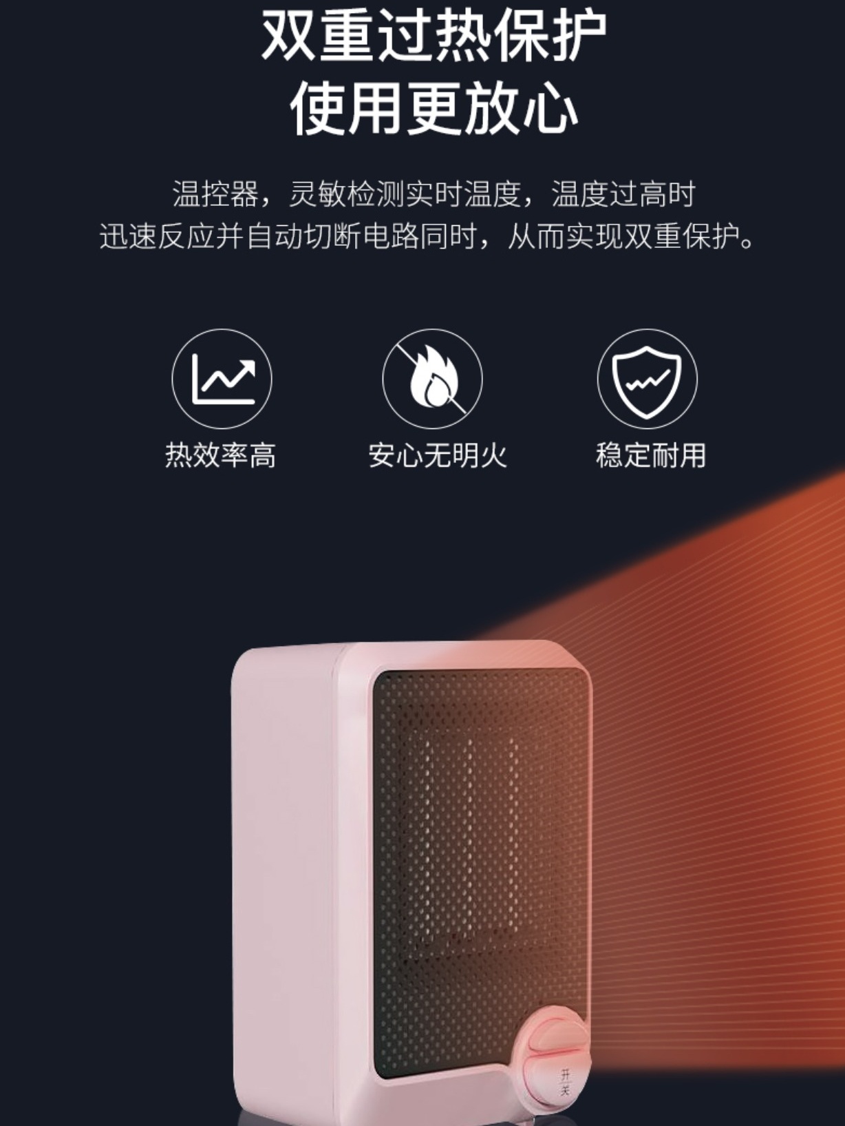 商品[国内直发] Panasonic|松下取暖器暖风机家用办公室桌面台式电暖器小型迷你DS-P0611CW,价格¥517,第4张图片详细描述