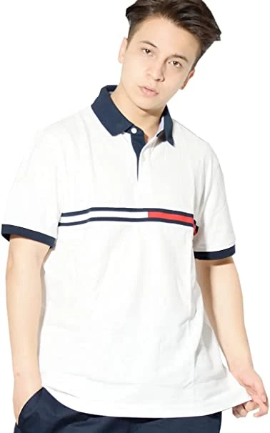 商品[国内直发] Tommy Hilfiger|TOMMY HILFIGER 男士白色棉质短袖Polo衫 78J3232-001,价格¥440,第1张图片详细描述