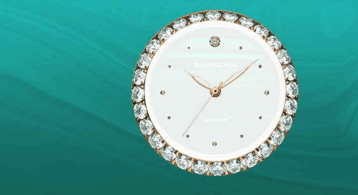 商品[国内直发] SHANGHAI WATCH|国民系列 玲珑 时尚潮流镶钻 自动上链机械女士腕表,价格¥2737,第6张图片详细描述