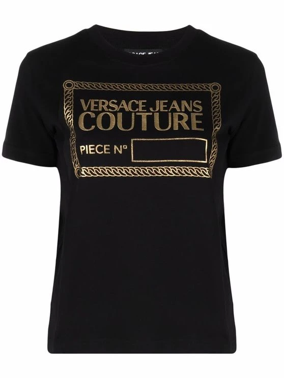 商品[国内直发] Versace|VERSACE JEANS 女士黑色棉质圆领T恤 72HAHT17-CJ00O-G89,价格¥507,第1张图片详细描述