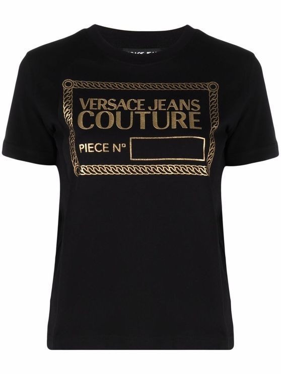 商品[国内直发] Versace|VERSACE JEANS 女士黑色棉质圆领T恤 72HAHT17-CJ00O-G89,价格¥482,第1张图片详细描述