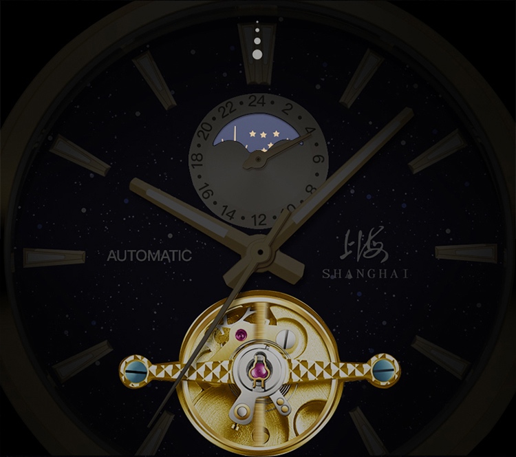 商品[国内直发] SHANGHAI WATCH|国民系列 露摆系列 深色表盘男士腕表,价格¥2989,第2张图片详细描述
