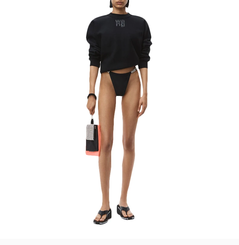 商品Alexander Wang|ALEXANDER WANG 女士黑色泡泡袖徽标运动衫 4CC3211285-001,价格¥1242,第7张图片�详细描述