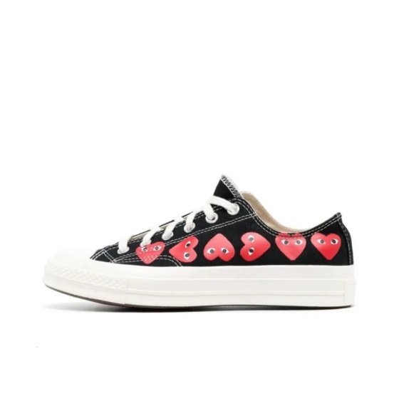 商品[国内直发] Comme des Garcons|ConversexCDG Play 帆布 圆头系带 低帮 板鞋 男女同款 黑色,价格¥975,第2张图片详细描述