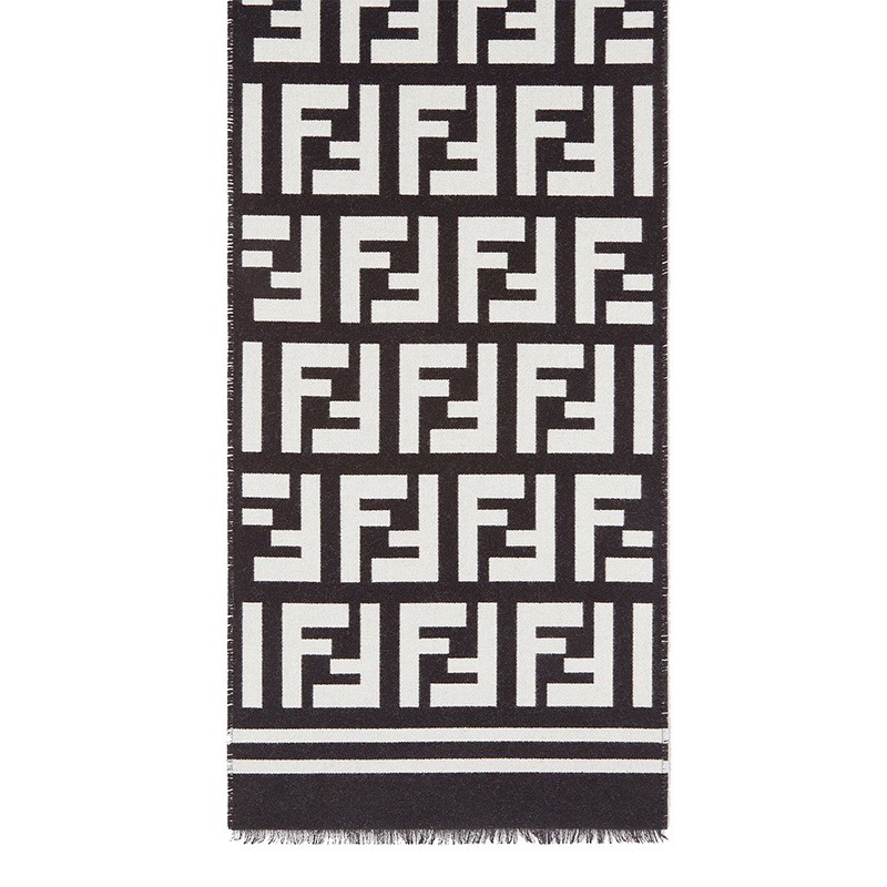商品Fendi|FENDI/芬迪 新款男士黑色羊毛真丝围巾,价格¥4309,第2张图片详细描述