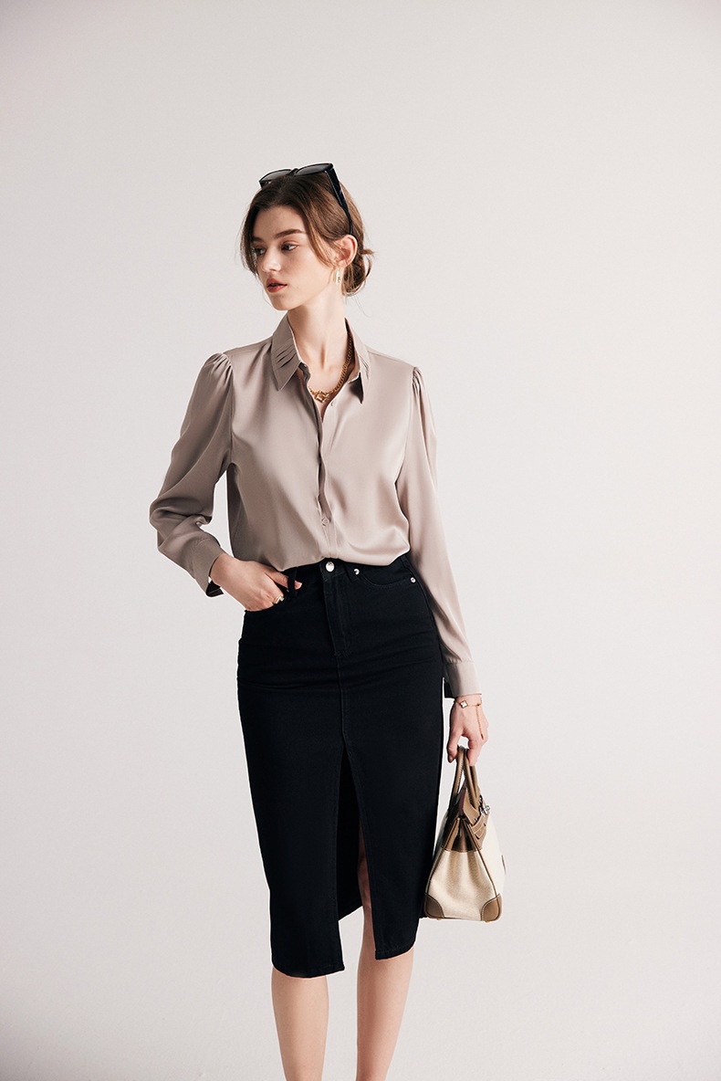 商品[国内直发] GLENVINTEN|格岚云顿英国品牌真丝衬衫女2024春夏新款19姆米弹力双乔�长袖桑蚕丝衬衣服装,价格¥685,第6张图片详细描述