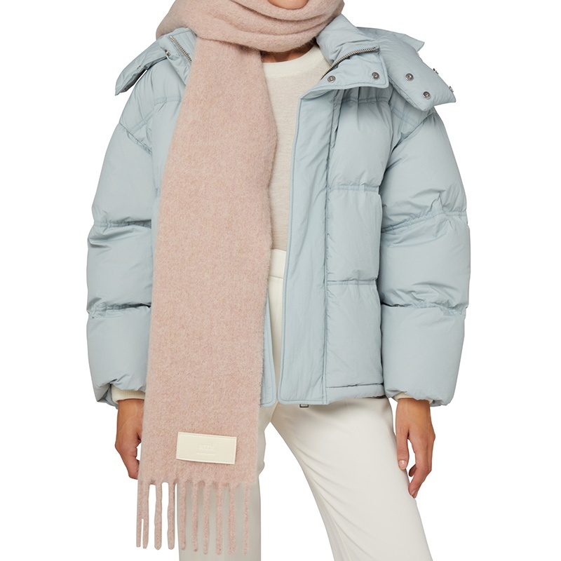 商品AMI|AMI PARIS 男女通用裸粉色羊驼毛带贴标流苏边围巾,价格¥2117,第3张图片详细描述