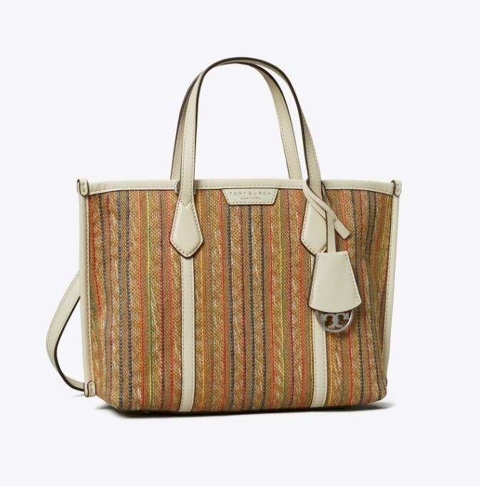 商品Tory Burch|汤丽伯奇女士PERRY 小号条纹三重隔层帆布托特包148574-960（香港仓发货）,价格¥2525,第19张图片详细描述