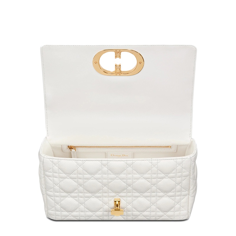 商品Dior|【包税】DIOR/迪奥 CARO系列 女士中号象牙色柔软小牛皮藤格纹CD扭纹扣翻盖封口单肩斜挎包M9242UWHC_M35U,价格¥30778,第2张图片详细描述